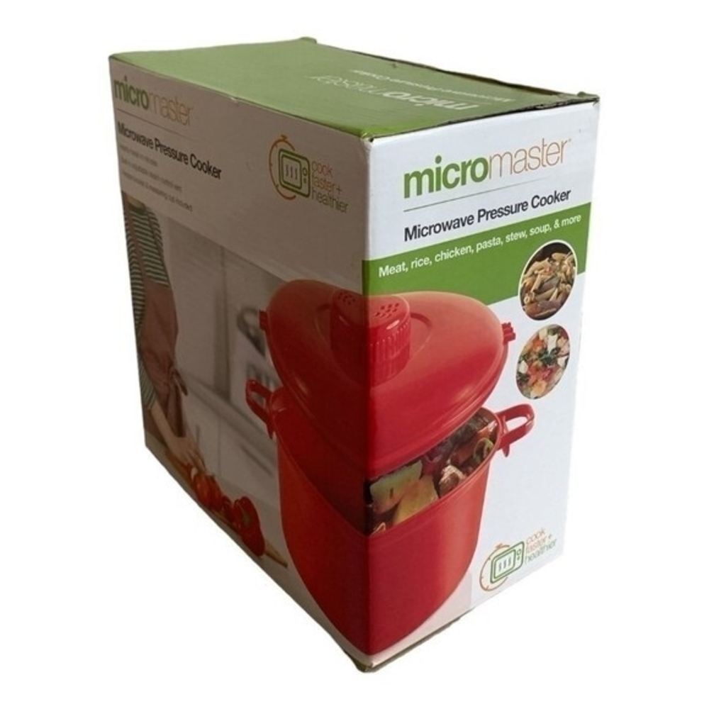 Handy Gourmet Micro Master Microwave Pressure Cooker Pot Red 2.5 Qt with Lid NIB - Picture 3 of 5
